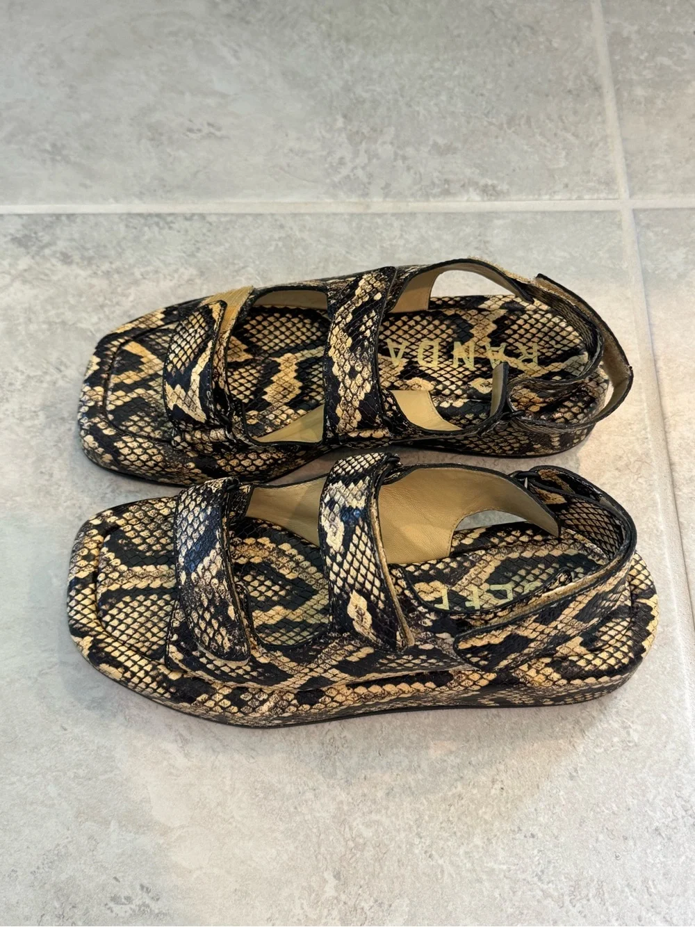 Loeffler Randall Blaise Sahara Platform Sandal size 7.5 Snake-Embossed Leather - Picture 5 of 10